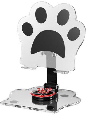 Ayko 360 Derece Dönebilen Kedi Patili Telefon ve Tablet Standı Tutucu Film Vs Izlerken Kullanmak Için Dönebilen Stand Şeffaf Iphone ve Ile Uyumlu Dönebilen Stand Telefon Tutucu