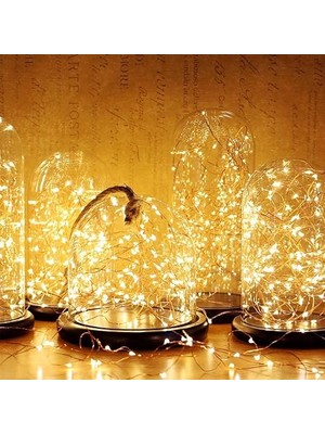 Peri LED Metre Gün Işığı Sarı Renkli Pilli Dekoratif Aydınlatma Süsleme Parti Sarı LED Işık Yılbaşı LED Işık Süsleme Dekorasyon Işığı Şerit Aydınlatma LED (Günışığı, 5)