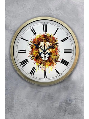 Kasva Concept 40 cm Eskitme Metal Aslan Temalı Duvar Saati