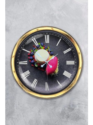 Kasva Concept Hediyelik 40 cm Gold Metal Mutfak Duvar Saati