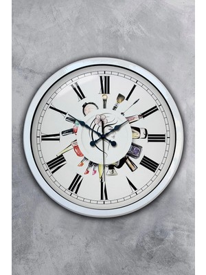 Kasva Concept 40 cm Beyaz Metal Güzellik Salonu Duvar Saati