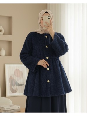 Moda Morfo İçi Astarlı Beli Büzgülü Kürklü Ceket -Laci