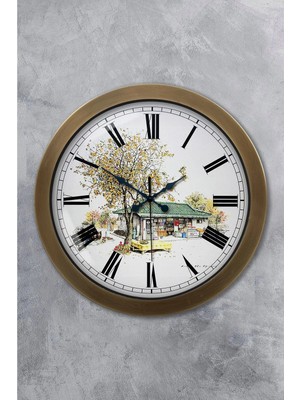 Kasva Concept Hediyelik 36 cm Eskitme Metal Eski Ev Duvar Saati