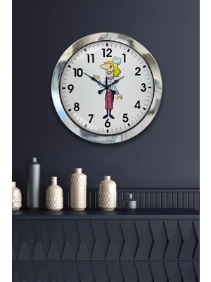 Kasva Concept Hediyelik 36 cm Krom Metal Mutfak Duvar Saati