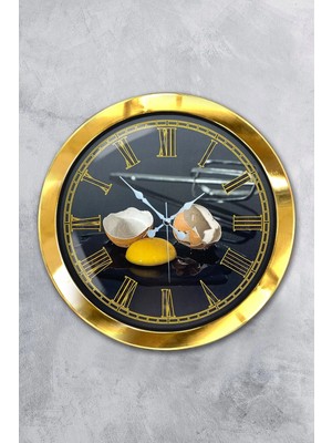 Kasva Concept Hediyelik 36 cm Gold Metal Mutfak Duvar Saati