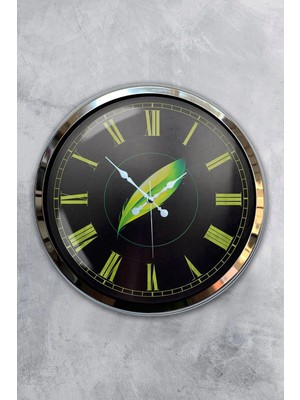 Kasva Concept 40 cm Krom Metal Yaprak Duvar Saati Hediyelik