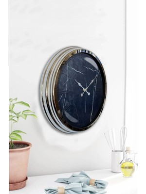 Kasva Concept Hediyelik 40 cm Krom Metal Kelebek Duvar Saati