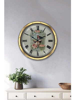Kasva Concept Hediyelik 40 cm Gold Metal Mutfak Duvar Saati