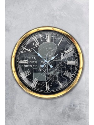 Kasva Concept Hediyelik 40 cm Gold Metal Matematik Duvar Saati