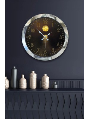 Kasva Concept Hediyelik 36 cm Krom Metal Gece Duvar Saati