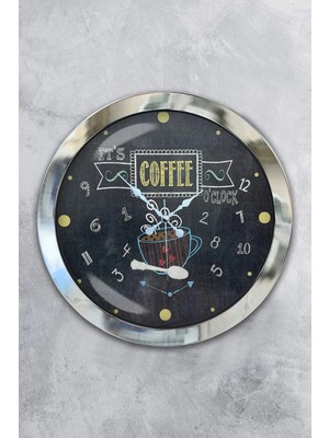 Kasva Concept Hediyelik 36 cm Krom Metal Mutfak Duvar Saati