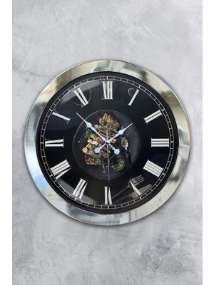 Kasva Concept Dekoratif 36 cm Krom Metal Mutfak Duvar Saati