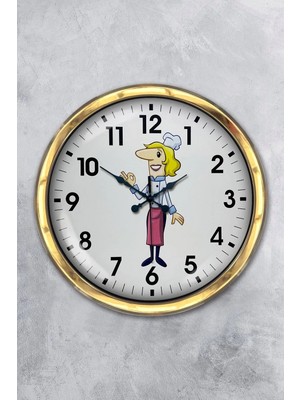 Kasva Concept Hediyelik 40 cm Gold Metal Mutfak Duvar Saati