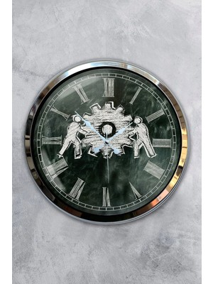 Kasva Concept Hediyelik 40 cm Krom Metal Motor Duvar Saati