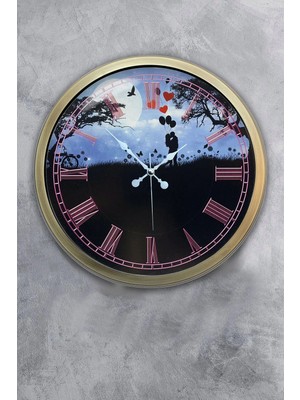 Kasva Concept Hediyelik 40 cm Eskitme Metal Sevgili Duvar Saati