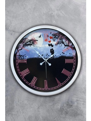 Kasva Concept Hediyelik 40 cm Beyaz Metal Sevgili Duvar Saati