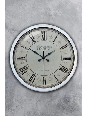 Kasva Concept Hediyelik 40 cm Beyaz Metal Antika Duvar Saati