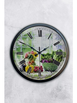 Kasva Concept Hediyelik 40 cm Siyah Metal Mutfak Duvar Saati