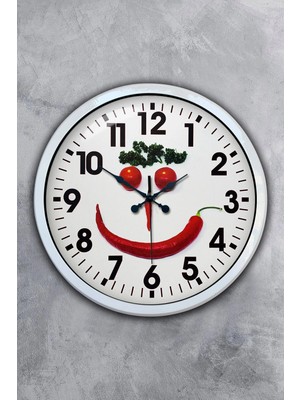 Kasva Concept Hediyelik 40 cm Beyaz Metal Mutfak Duvar Saati