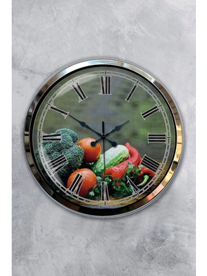 Kasva Concept Hediyelik 40 cm Krom Metal Mutfak Duvar Saati