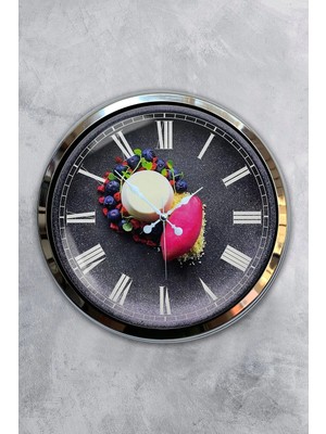 Kasva Concept Hediyelik 40 cm Krom Metal Mutfak Duvar Saati