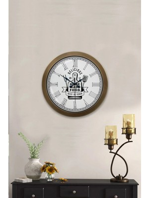 Kasva Concept Hediyelik 36 cm Eskitme Metal Mutfak Duvar Saati