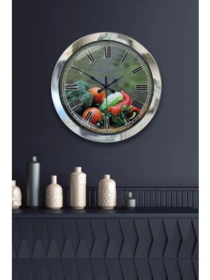 Kasva Concept Hediyelik 36 cm Krom Metal Mutfak Duvar Saati