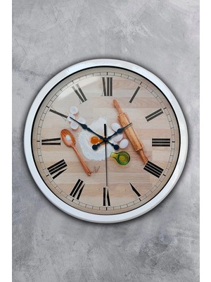 Kasva Concept Hediyelik 40 cm Beyaz Metal Mutfak Duvar Saati