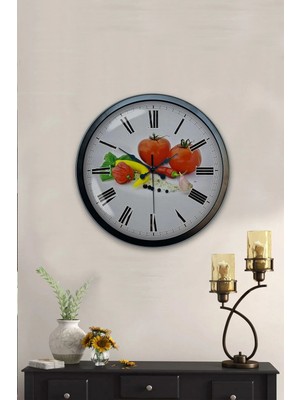 Kasva Concept Hediyelik 40 cm Siyah Metal Mutfak Duvar Saati