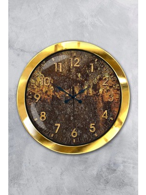 Kasva Concept 36 cm Gold Metal Retro Color Duvar Saati
