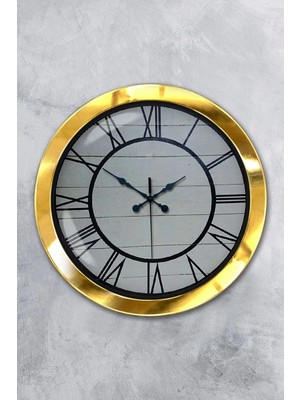 Kasva Concept Hediyelik 36 cm Gold Metal Roma Rakamlı Duvar Saati