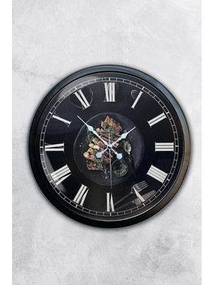 Kasva Concept Hediyelik Dekoratih Hediyelik 40 cm Siyah Metal Mutfak Duvar Saati