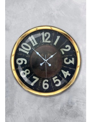Kasva Concept Hediyelik 40 cm Gold Metal Retro Duvar Saati