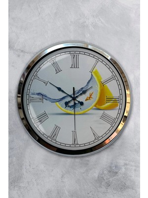 Kasva Concept Hediyelik 40 cm Krom Metal Mutfak Duvar Saati