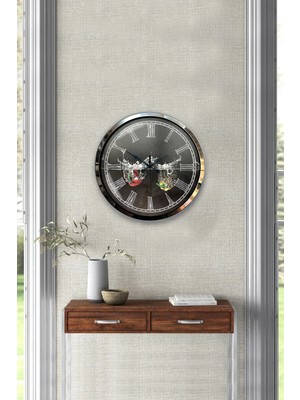 Kasva Concept Hediyelik 40 cm Krom Metal Mutfak Duvar Saati