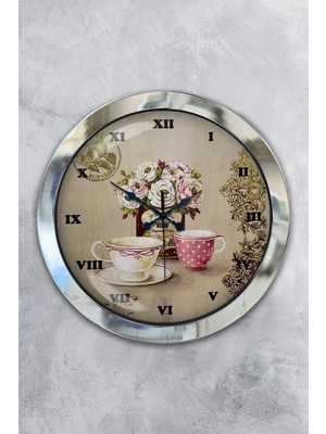 Kasva Concept Hediyelik 36 cm Krom Metal Mutfak Duvar Saati