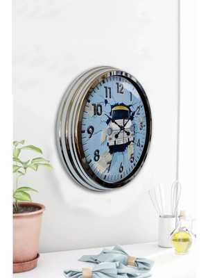 Kasva Concept Hediyelik 40 cm Krom Metal Mutfak Duvar Saati