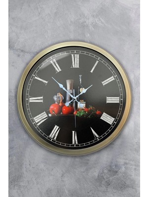 Kasva Concept Hediyelik 40 cm Eskitme Metal Mutfak Duvar Saati