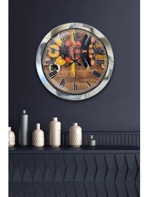 Kasva Concept Hediyelik 36 cm Krom Metal Mutfak Duvar Saati