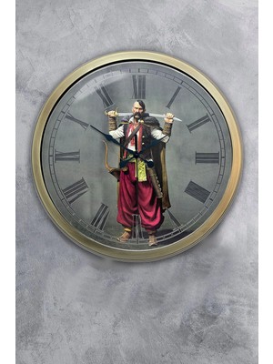 Kasva Concept 40 cm Eskitme Metal Yeniçeri Osmanlı Duvar Saati