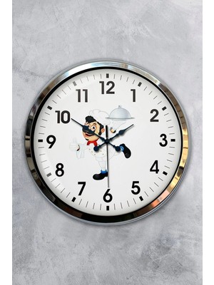 Kasva Concept Hediyelik Dekoratif 40 cm Krom Metal Aşçı Mutfak Duvar Saati