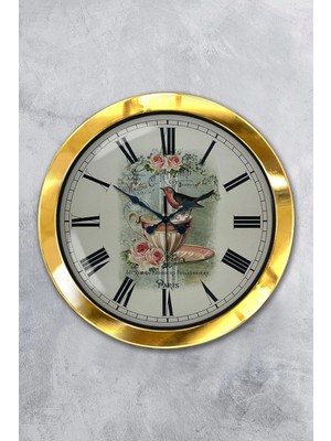 Kasva Concept Hediyelik 36 cm Gold Metal Mutfak Duvar Saati