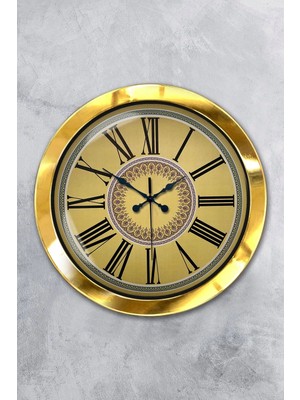 Kasva Concept 36 cm Gold Metal Roma Rakamlı Duvar Saati