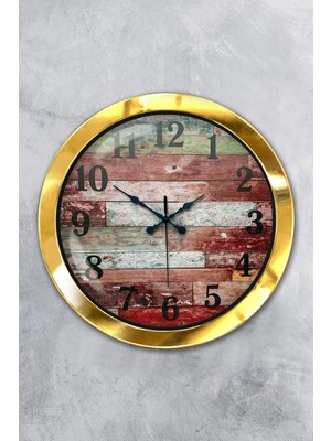 Kasva Concept Hediyelik 36 cm Gold Metal Kütük Duvar Saati