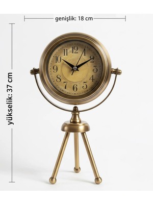 Kasva Concept Mini Tripod Retro Eskitme Masa Saati | 37X18 cm | Butik Saat