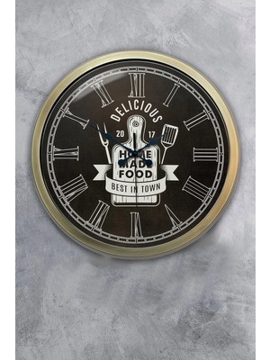 Kasva Concept Hediyelik 40 cm Eskitme Metal Mutfak Duvar Saati