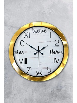 Kasva Concept Hediyelik 36 cm Gold Metal Matematik Duvar Saati
