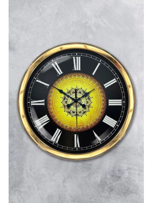Kasva Concept Hediyelik 40 cm Gold Metal Osmanlı Desen Duvar Saati