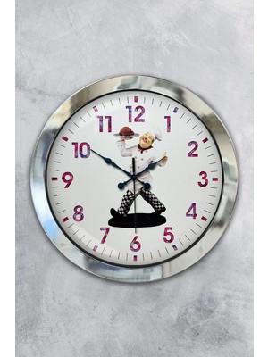 Kasva Concept Hediyelik 36 cm Krom Metal Mutfak Duvar Saati