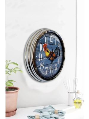 Kasva Concept Hediyelik 40 cm Krom Metal Mutfak Duvar Saati